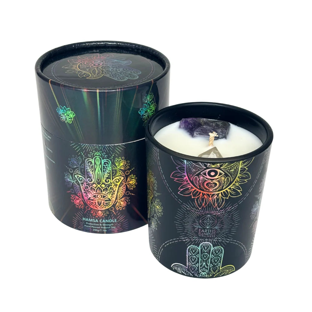 Crystal Candle Hamsa