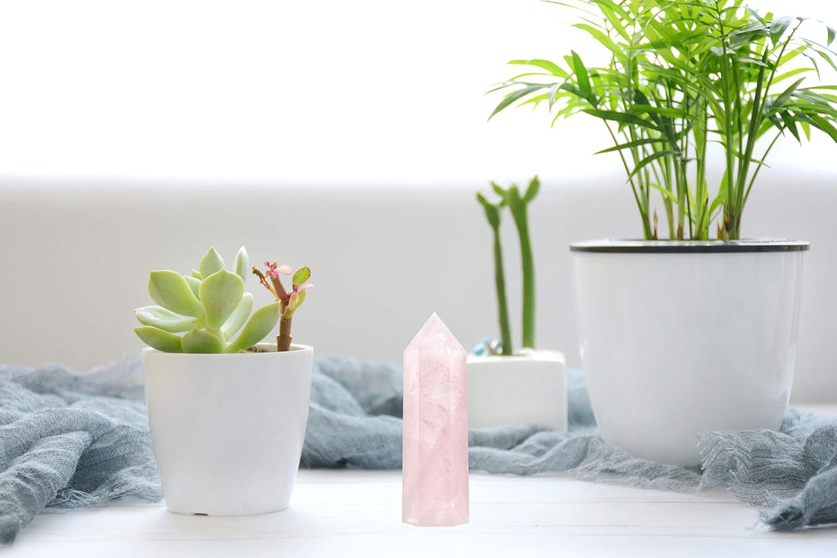 Healing Crystal Wands | 2" Rose Quartz Crystal Points| 6 Faceted Reiki Chakra Meditation Therapy