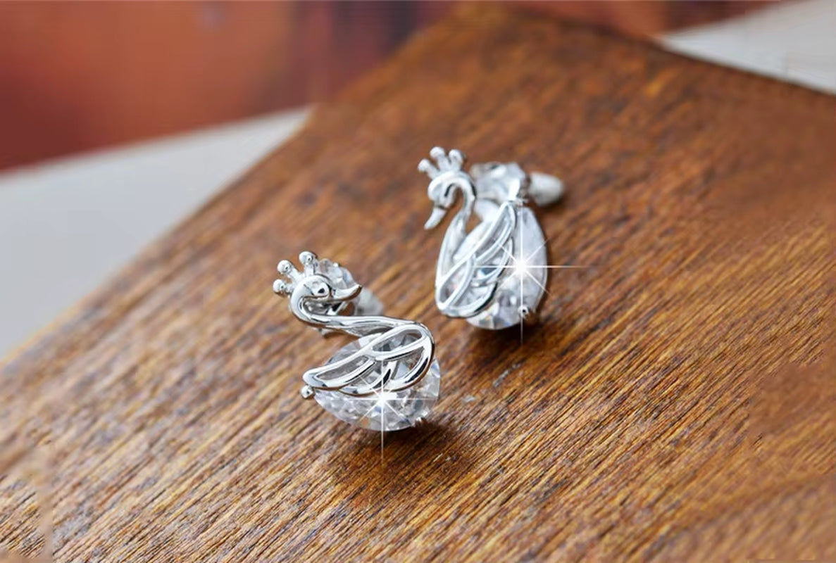 925 Sterling Silver Earrings Crown Swan Sterling Silver Earrings Wholesale Women'S Earrings Sterling Silver Jewelry