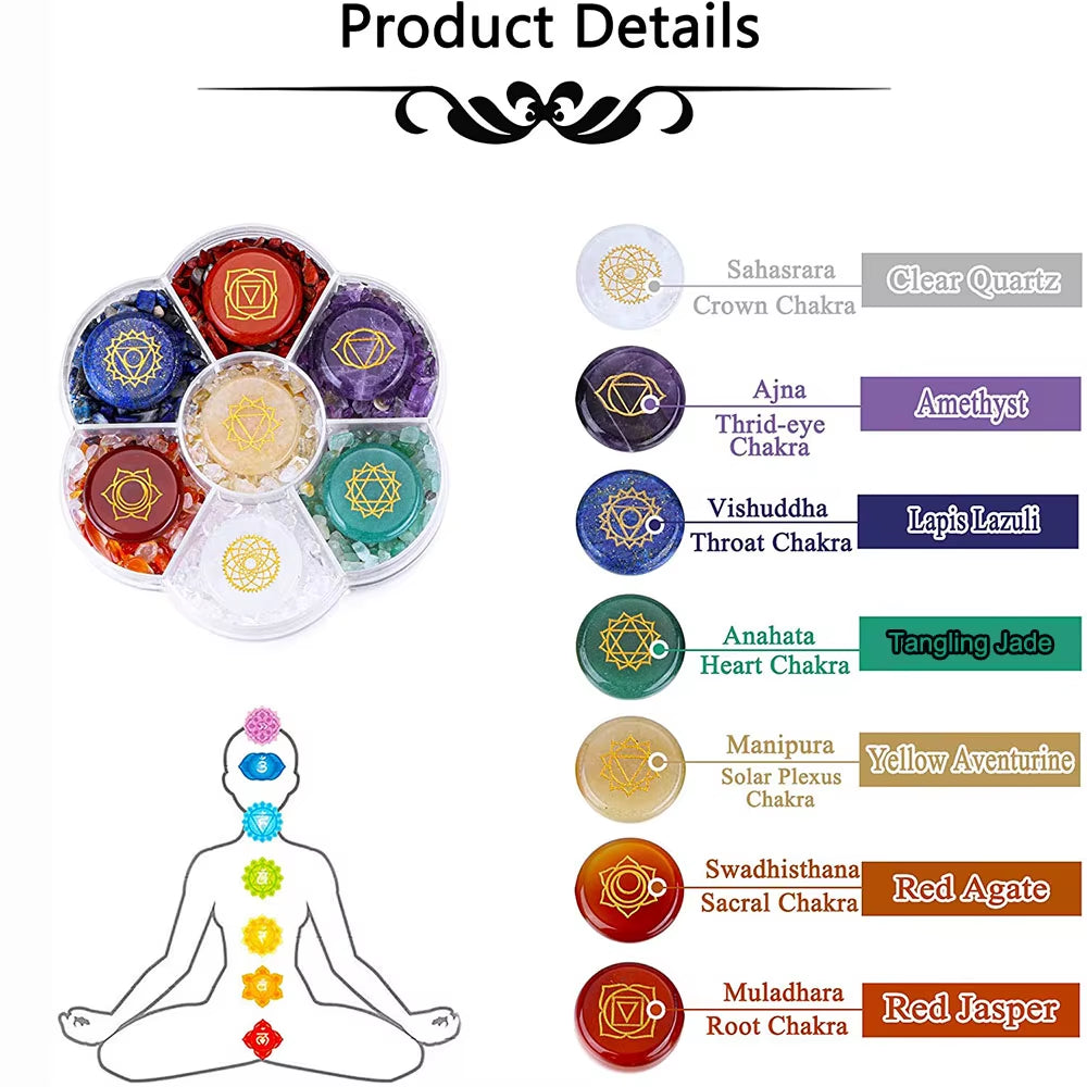 Engraved 7 Chakra Stones – Reiki Crystal Kit – view 6