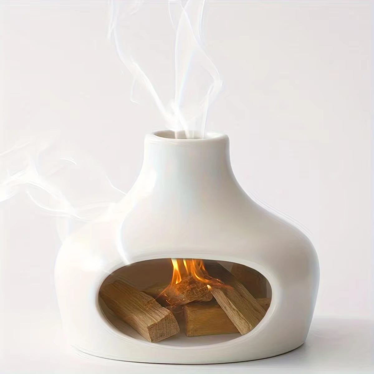 Ceramic Palo Santo & Sage Burner with Chimney – Black or White – view 5