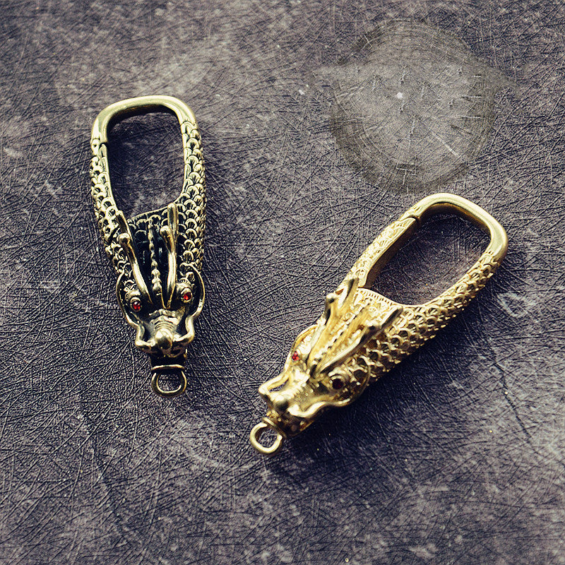 Brass Dragon & Phoenix Keychain – Chinese Copper Art – view 4