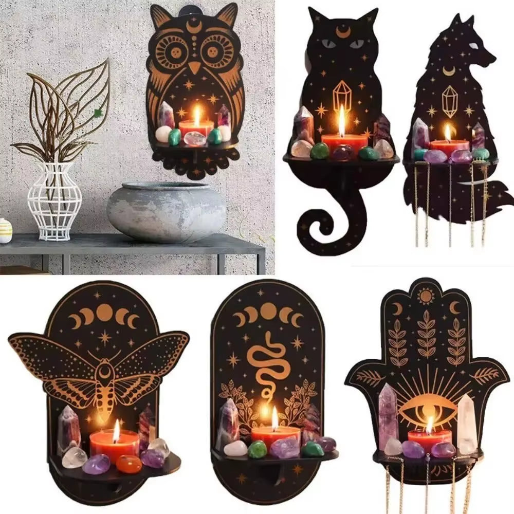 Wall Shelf Stone Wall Shelf Hand Wooden Display Stand Hanging Candle Holder Wall Decor Shelves Home Decoration Shelf Decor