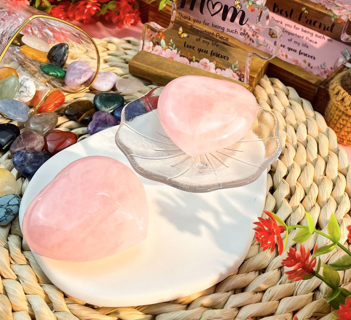 60Mm Rose Quartz Crystals Heart Large Healing Crystals Heart Love Shaped Stone Pink Crystal Gifts 1PC