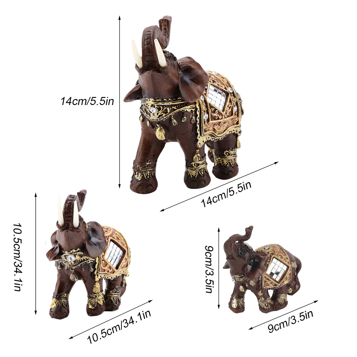 Feng Shui Wood-Grain Elephant Statue – Lucky Wealth Figurine – view 5