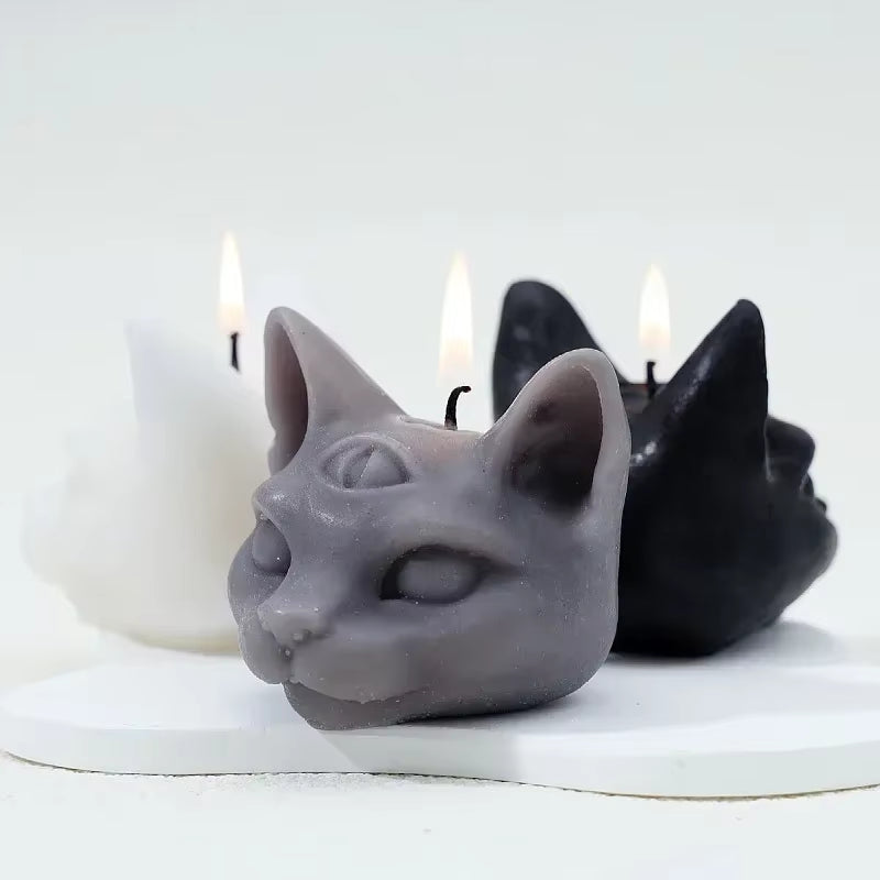 Three-Eyed Cat Candle – Gothic Scented Soy Wax – view 4