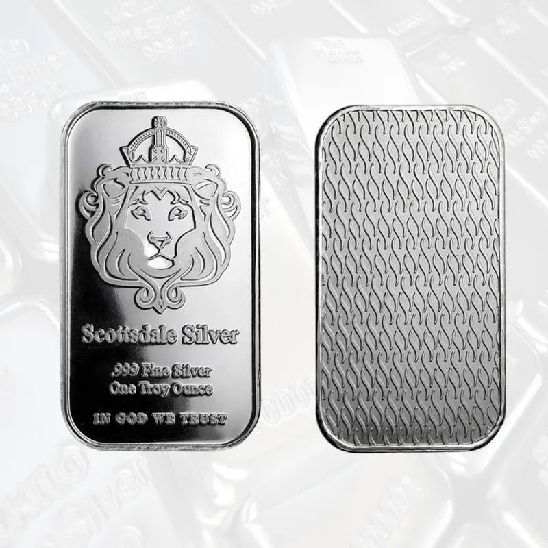 10/20Pcs Scottsdale Silver Bars Replica Silver One Troy Ounce Silver Bullion Iron Silver-Plated Craft Gifts