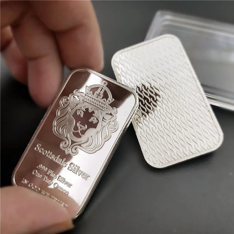 10/20Pcs Scottsdale Silver Bars Replica Silver One Troy Ounce Silver Bullion Iron Silver-Plated Craft Gifts