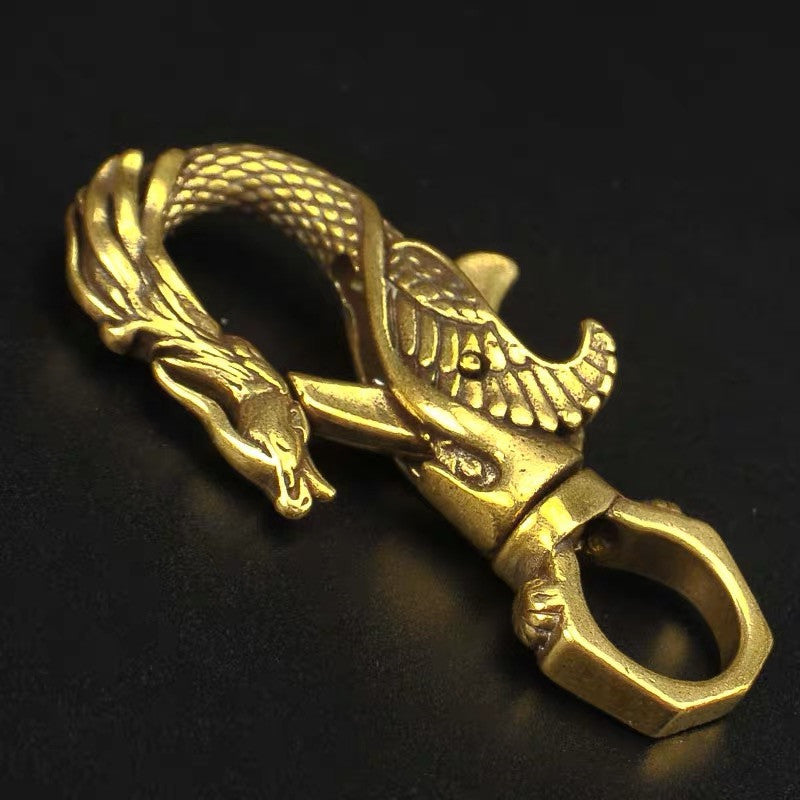 Brass Dragon & Phoenix Keychain – Chinese Copper Art – view 8