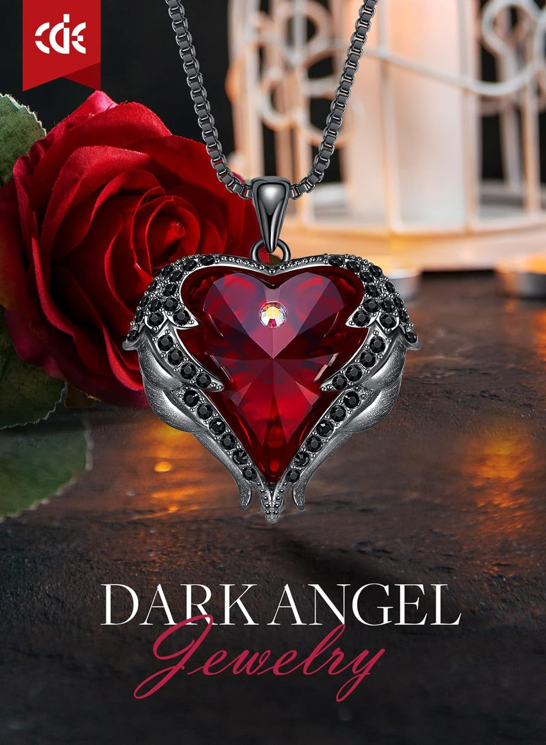 Angel Wings Necklace for Women with Birthstone, Love Heart Silver Tone/Gold Tone Pendant, Ideal Anniversary or Birthday Jewelry Gifts for Wife Girlfriend Her