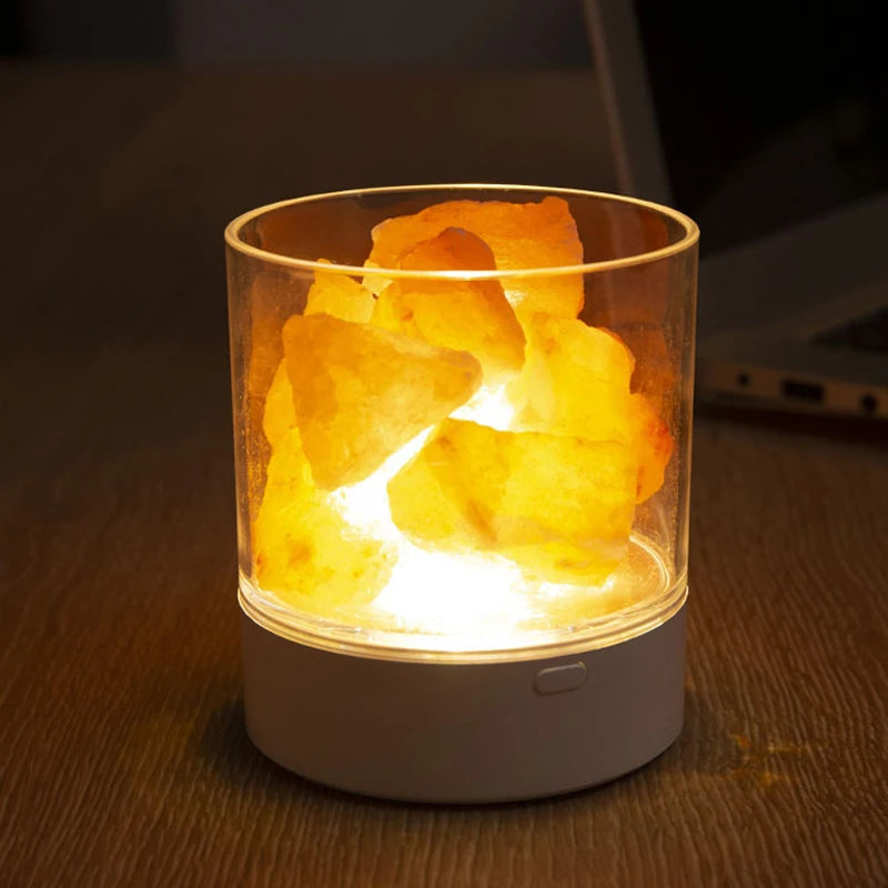 Rechargeable Crystal Salt Night Light – Warm & Rainbow Glow – view 3