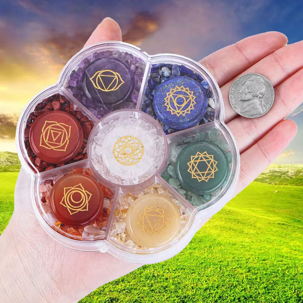 Engraved 7 Chakra Stones – Reiki Crystal Kit – view 2