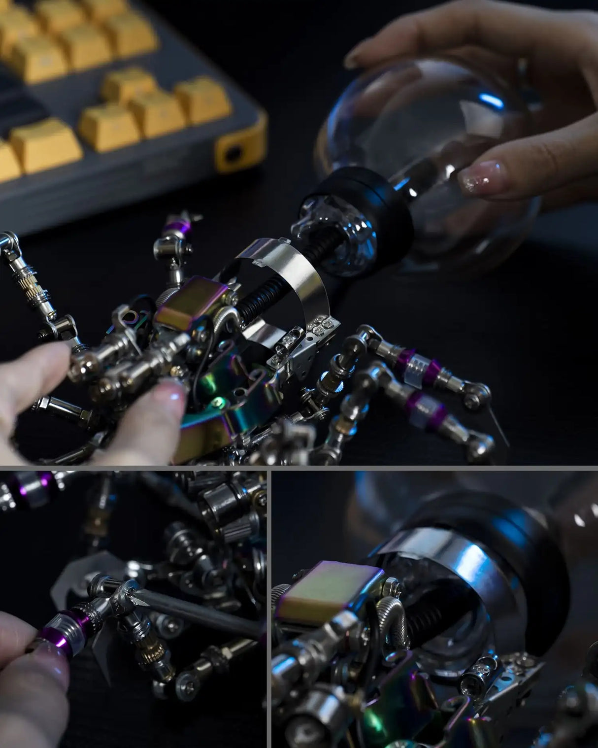 Cyberpunk Plasma Ball Spider 3D Metal Puzzle DIY Steampunk Model Kit with Plasma Lamp Unique Gift for Adults & Collectors