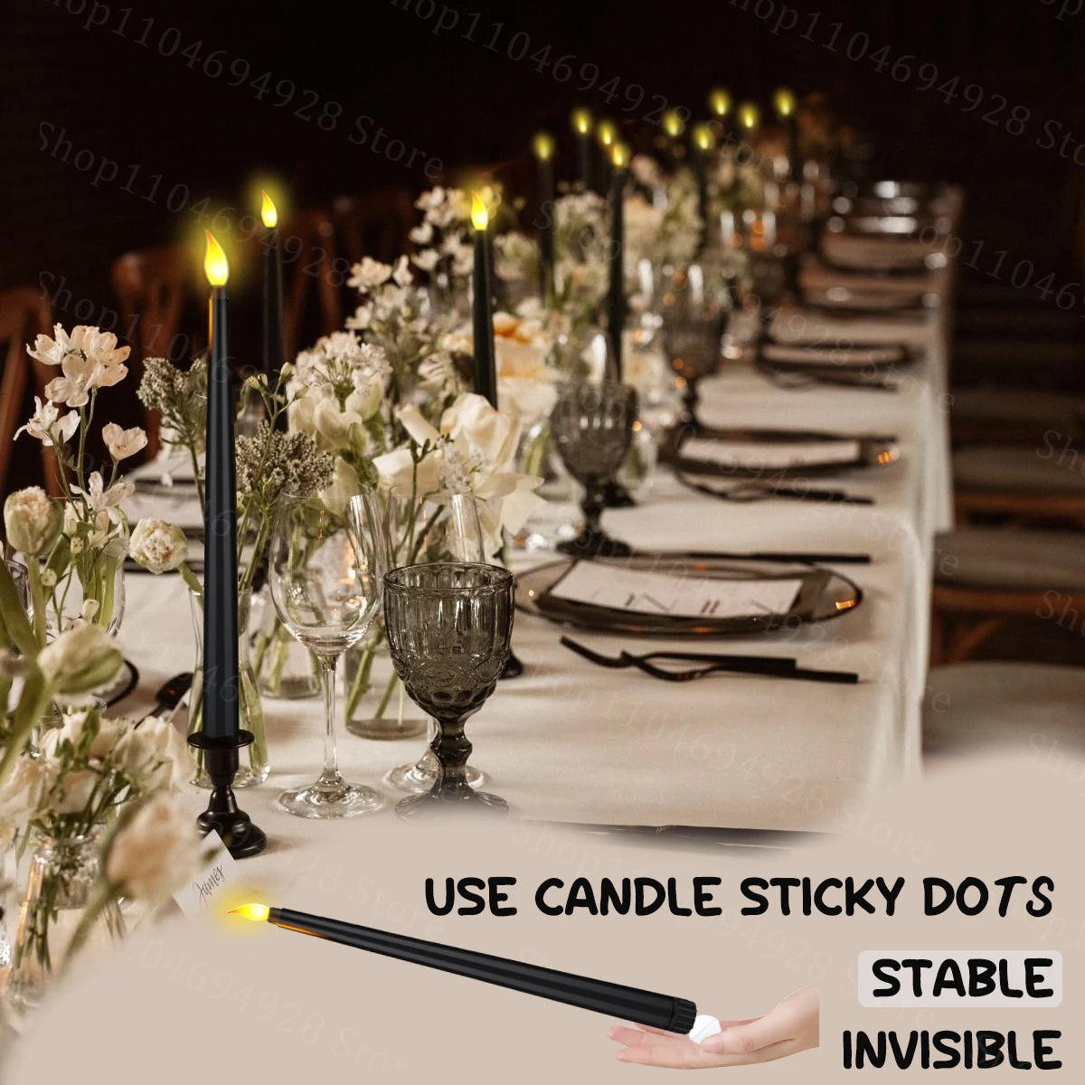 Flameless 3D Cone Candles – Warm Yellow Glow | Battery Operated, Realistic Flame