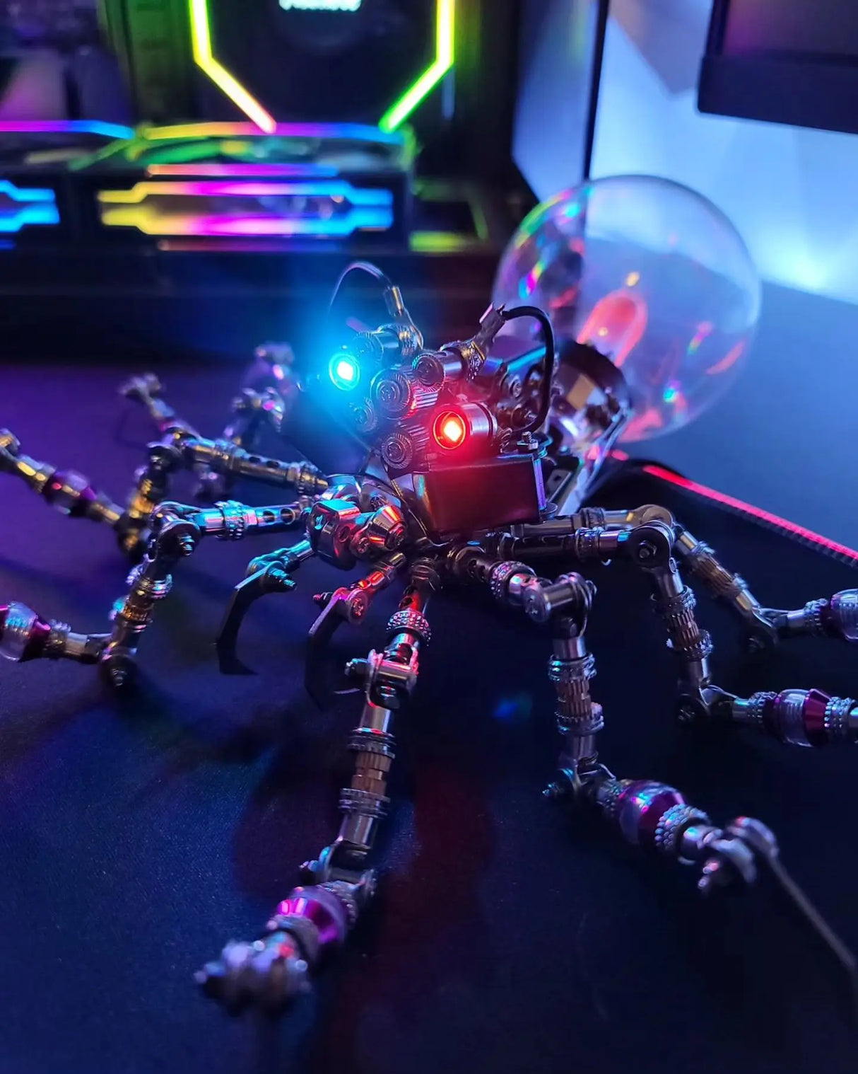 Cyberpunk Plasma Ball Spider 3D Metal Puzzle DIY Steampunk Model Kit with Plasma Lamp Unique Gift for Adults & Collectors