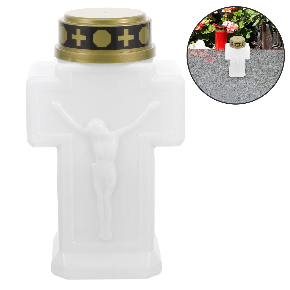 Flameless Electric Grave Light – Flickering Yellow LED | Weather-Resistant Memorial Candle