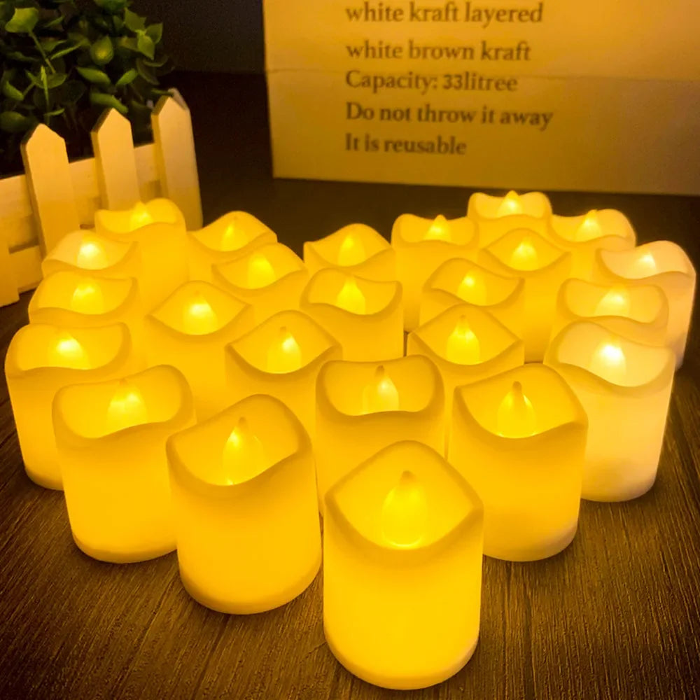 Flickering LED Tealight Candles – 12/24 Pcs | With or Without Remote Control | Flameless, Battery Operated