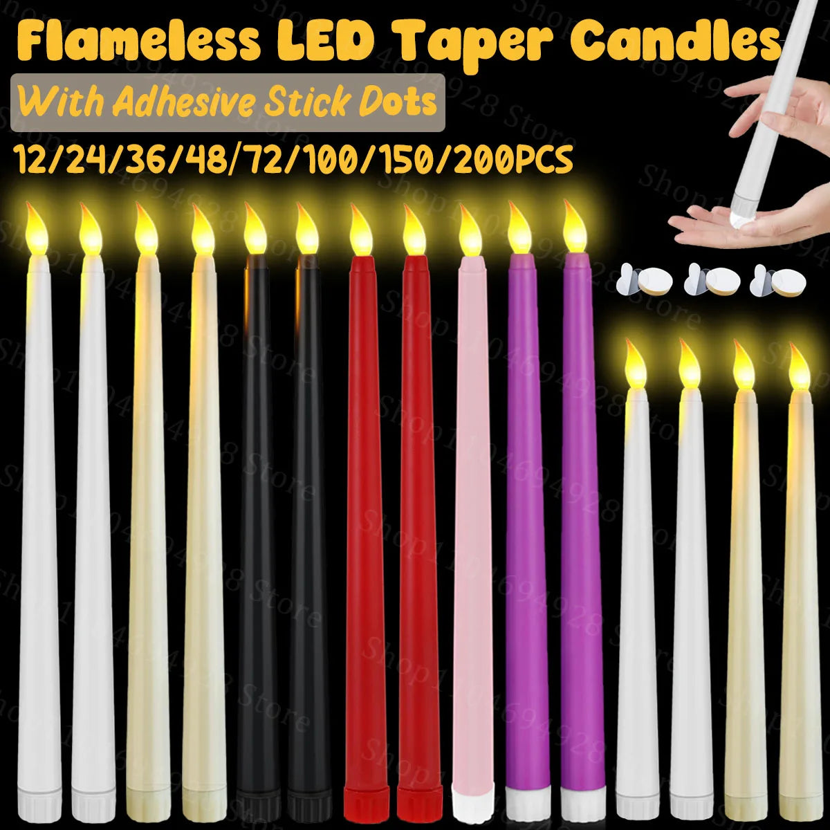 Flameless 3D Cone Candles – Warm Yellow Glow | Battery Operated, Realistic Flame