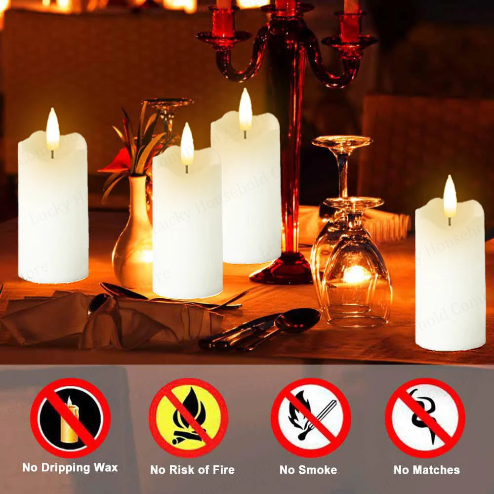 Flameless LED Pillar Candles – Battery Operated for Wedding, Christmas & Home