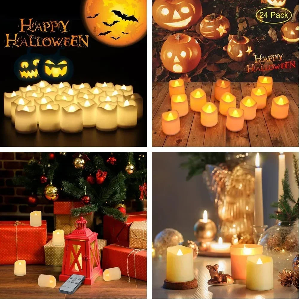Realistic Flameless LED Tea Light Candles – Battery Operated, Perfect for Votive & Holiday Decor