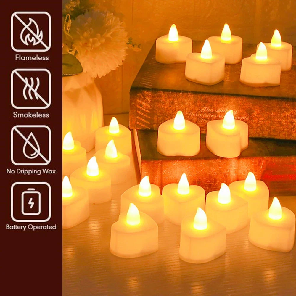 Flickering LED Tealight Candles – 12/24 Pcs | With or Without Remote Control | Flameless, Battery Operated