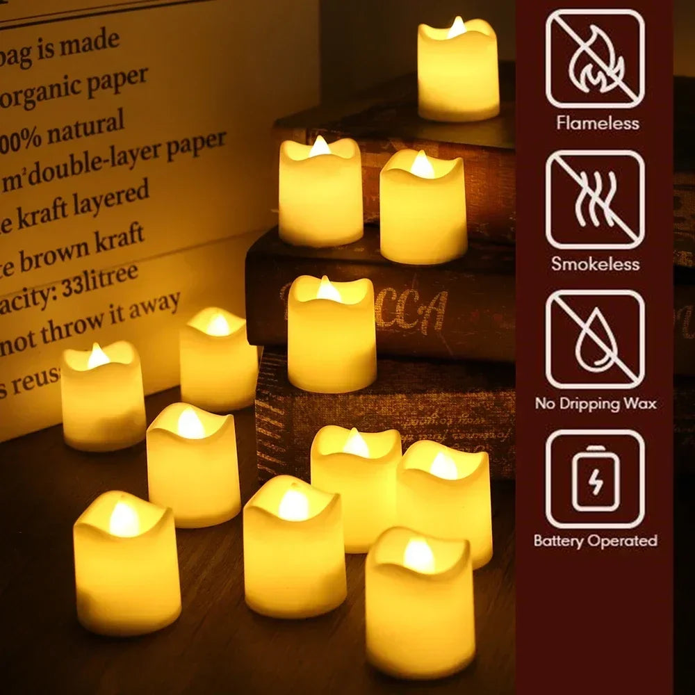 Realistic Flameless LED Tea Light Candles – Battery Operated, Perfect for Votive & Holiday Decor
