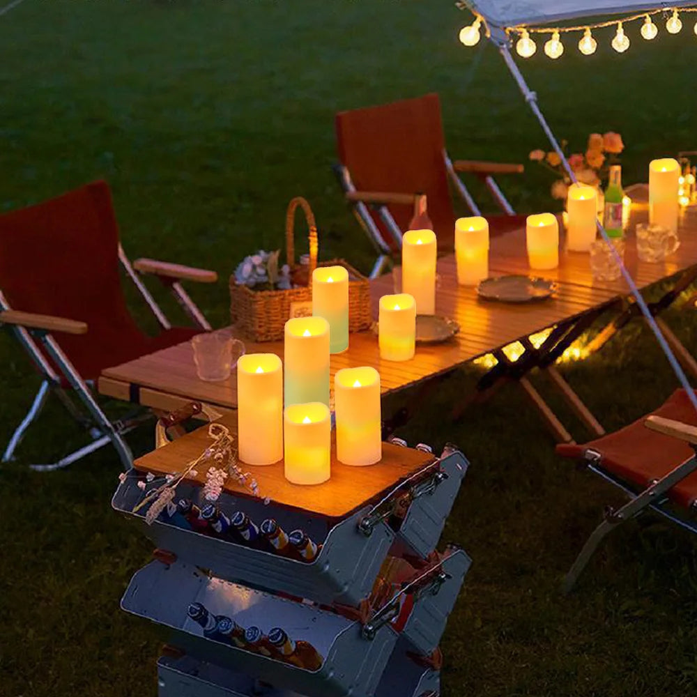 LED Flameless Candle Set (12–180 Pcs) – Battery Operated Pillar Candles with Remote Control