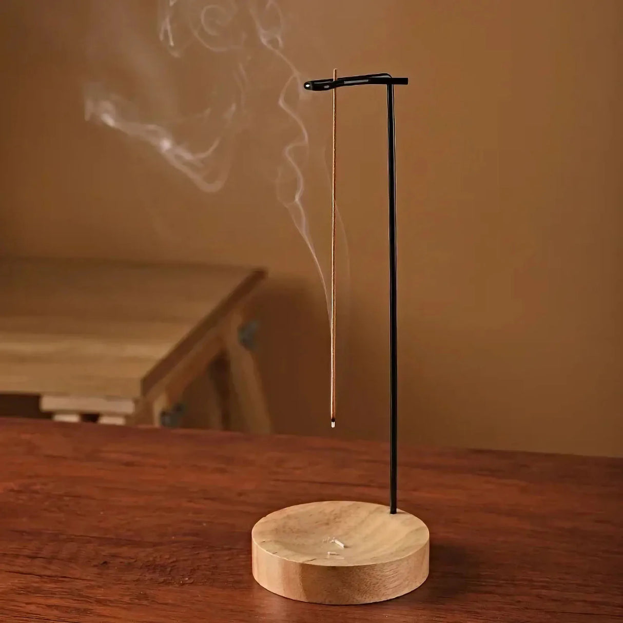 Upside Down Incense Burner – Wooden Round Incense Stick Holder