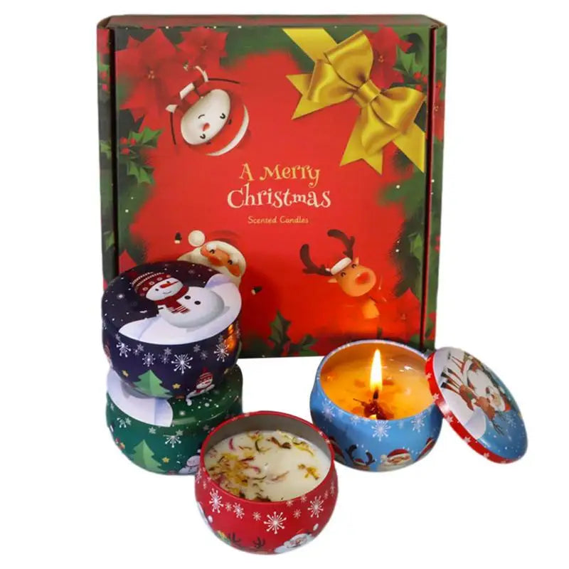 Christmas Aromatherapy Candle Gift Set – 4 Natural Soy Wax Candles