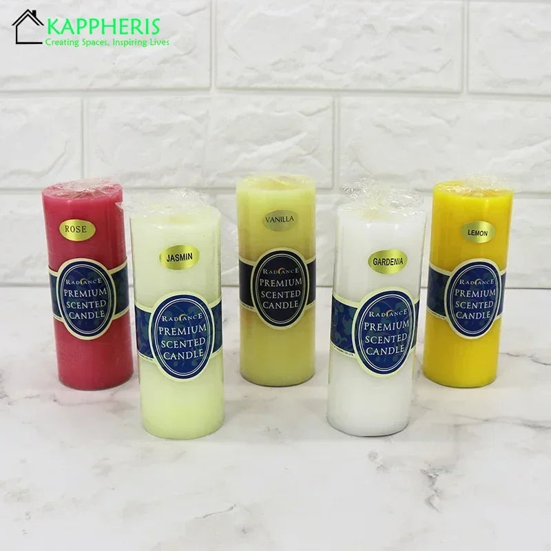 Flameless Pillar Candles – Black, Red & Yellow Scented Soy Wax Candles for Prayer, Church, or Home Aromatherapy