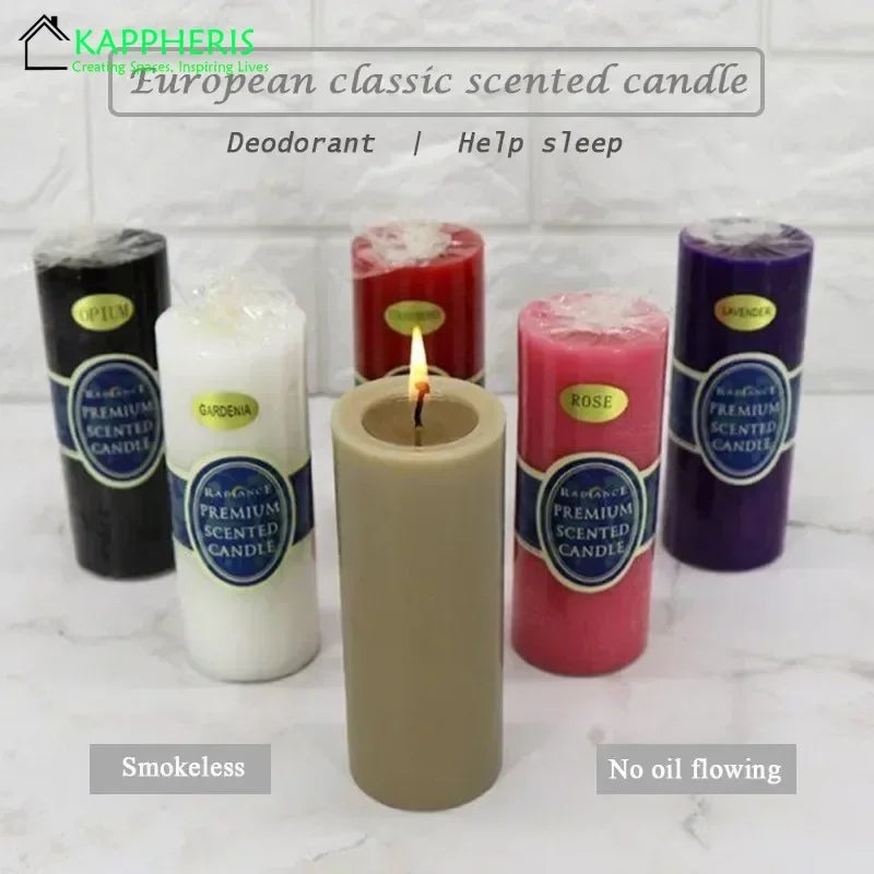 Flameless Pillar Candles – Black, Red & Yellow Scented Soy Wax Candles for Prayer, Church, or Home Aromatherapy