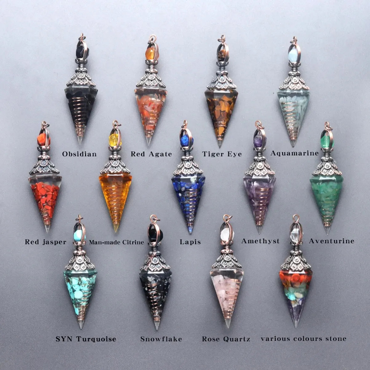 Natural Stone Hexagonal Cone Pendant – Crystal Energy Jewelry