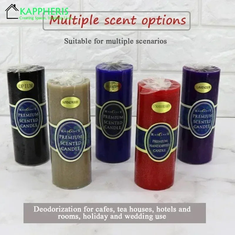 Flameless Pillar Candles – Black, Red & Yellow Scented Soy Wax Candles for Prayer, Church, or Home Aromatherapy