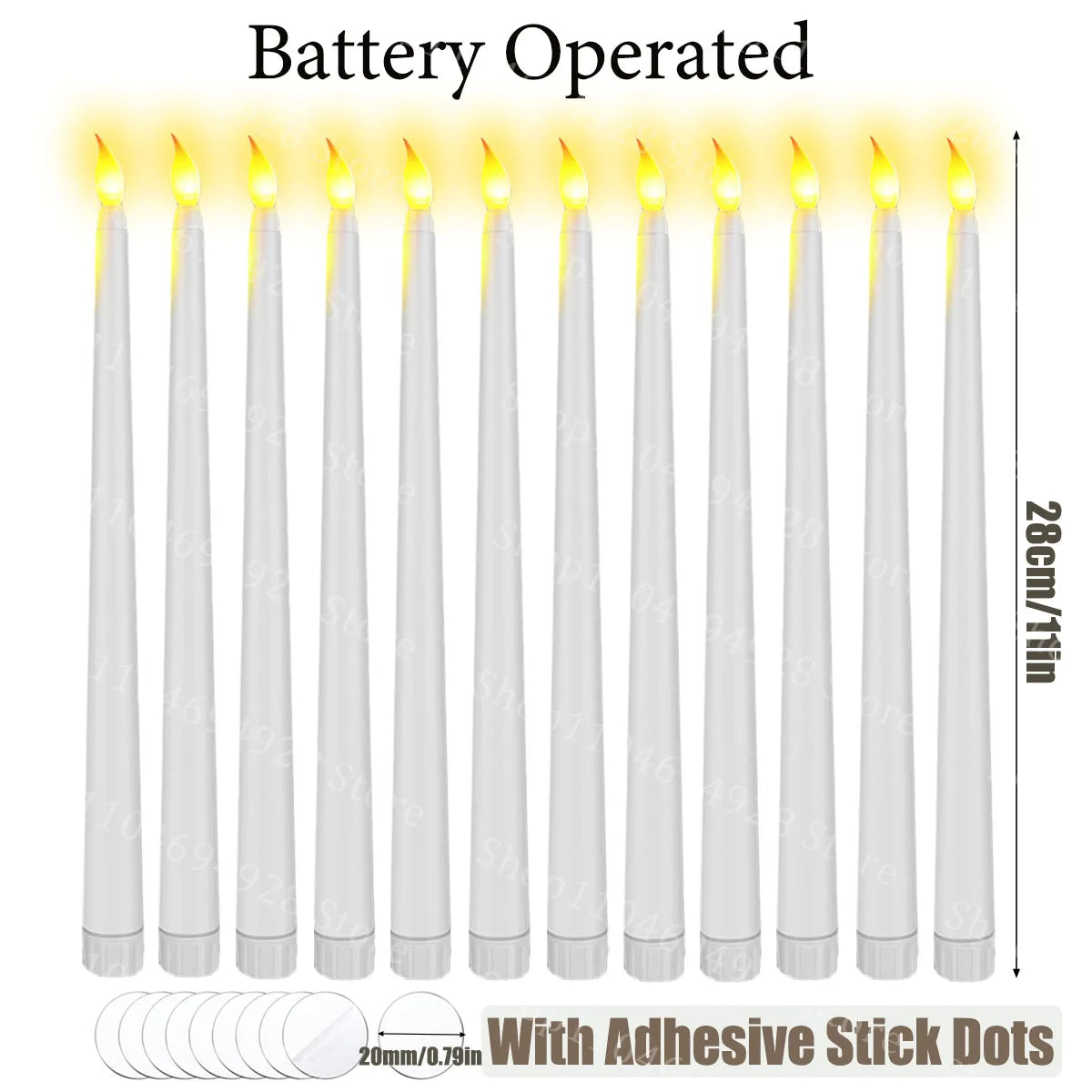 Flameless 3D Cone Candles – Warm Yellow Glow | Battery Operated, Realistic Flame