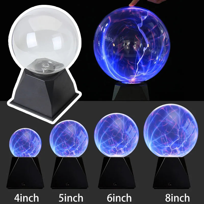 4/5/6/8" Magic Plasma Ball Lightning Crystal Globe Touch Nebula Light Sphere