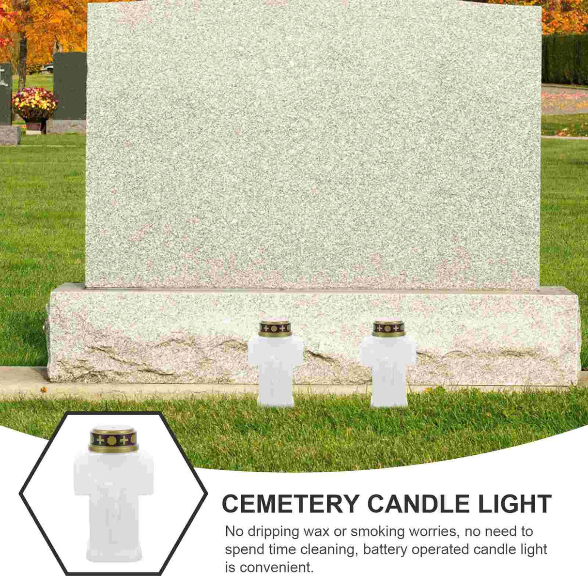 Flameless Electric Grave Light – Flickering Yellow LED | Weather-Resistant Memorial Candle