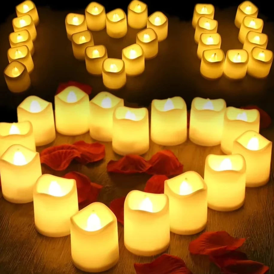 Realistic Flameless LED Tea Light Candles – Battery Operated, Perfect for Votive & Holiday Decor