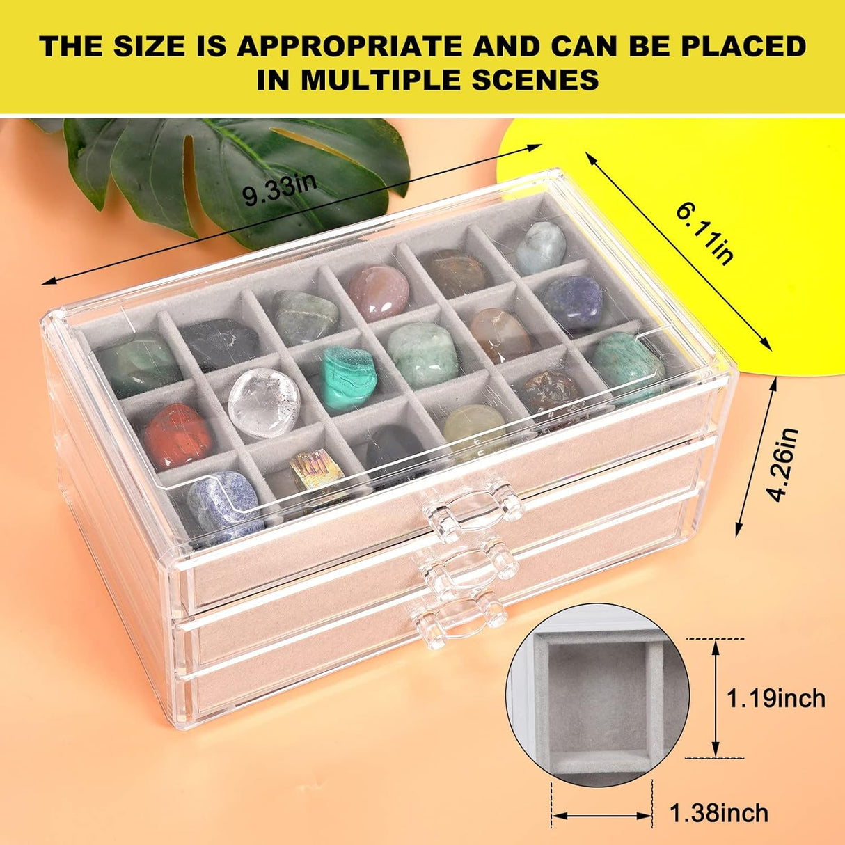 Acrylic Rock Collection Display Case – Collectibles, Crystals, Fossils Storage B