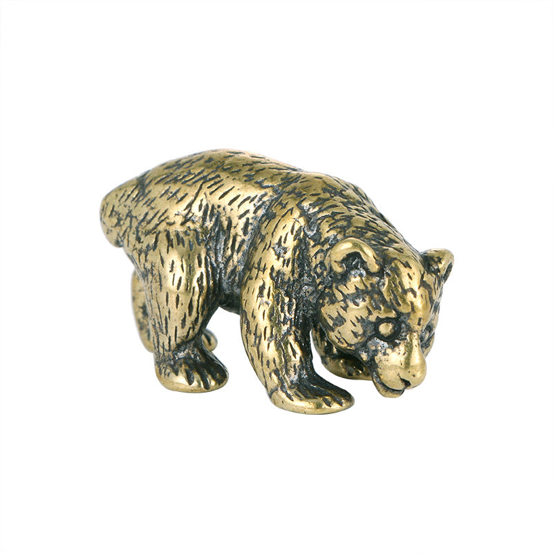Antique Copper Bear Figurine – Solid Brass Desk Ornament – view 7