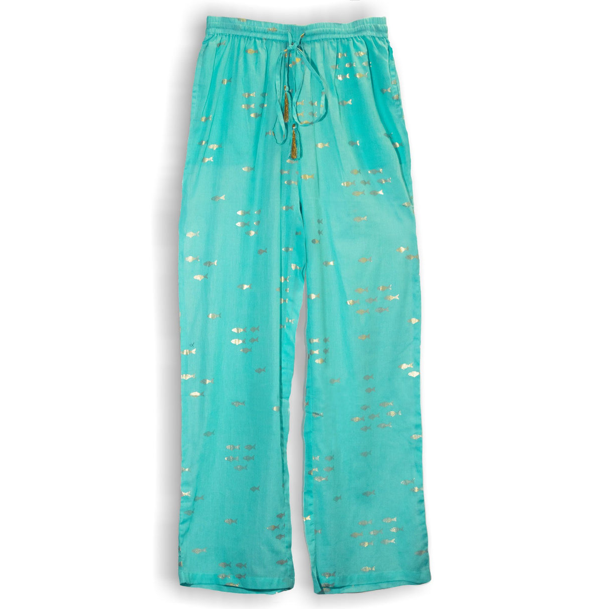 (ML) Nomad Sari On the Med Collection - Lounge Pants - Turquoise & Gold Fish Design