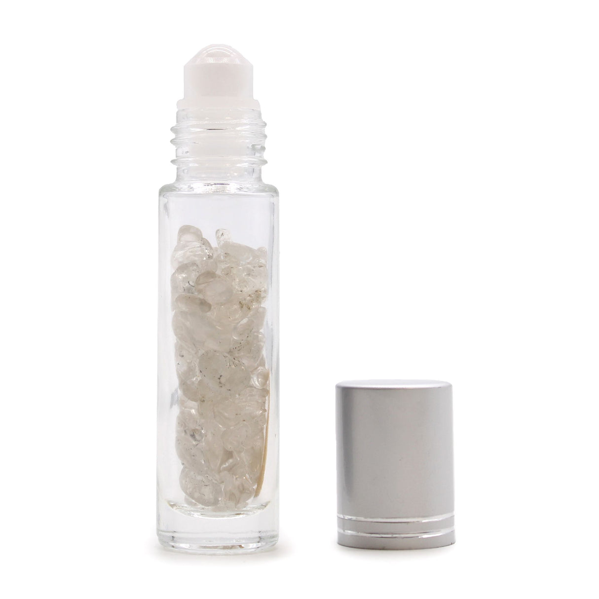 Rock Quartz Gemstone Roller Bottle – For Essential Oils, Perfumes & Aromatherapy