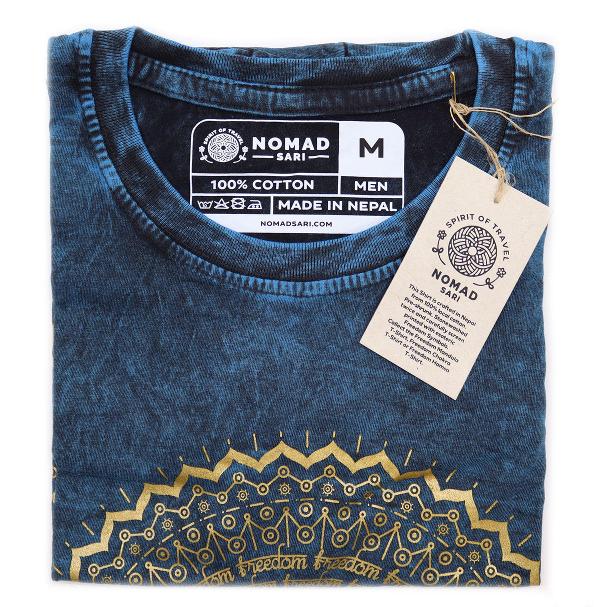 Medium Stone Washed T-Shirt - Mandala - Blue