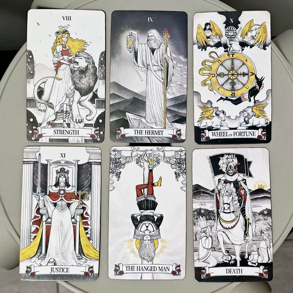 חפיסת קלפי טארוט Secret Mirror — 78 קלפים עם שוליים מוזהבים באדום – תמונה 6