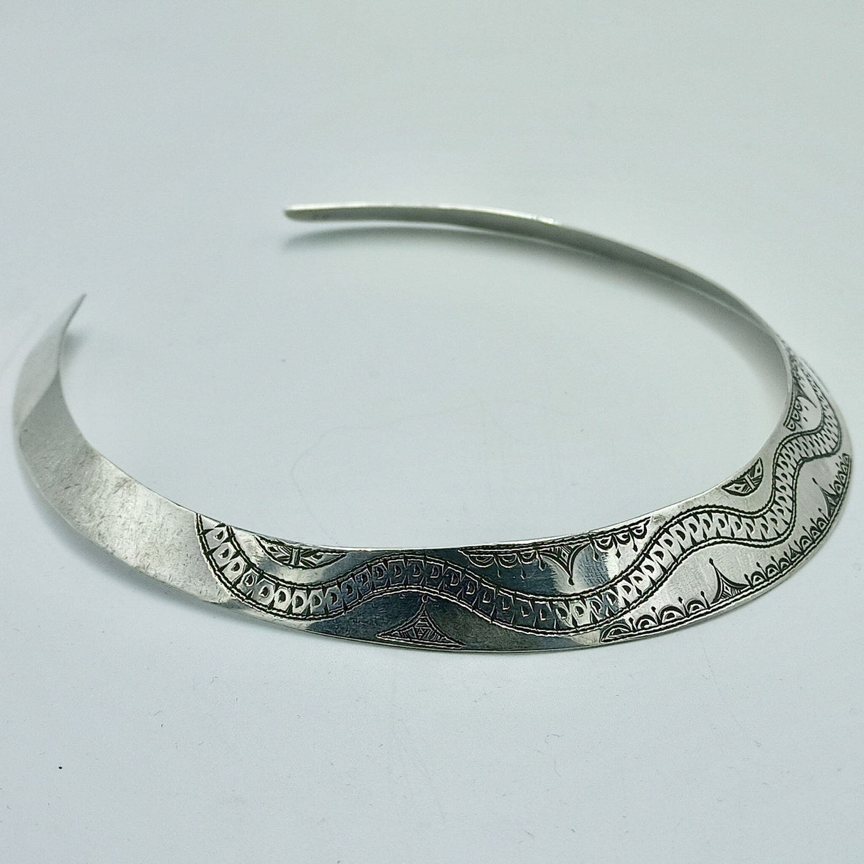925 Sterling Silver Necklace, Crafted Silver Necklace, Silver Rigid Choker, African Cuff Necklace, Shiny Silver Rigid Necklace,