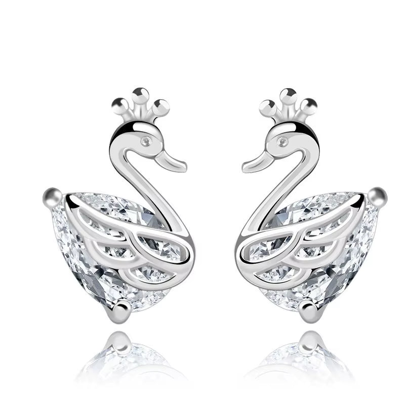 925 Sterling Silver Earrings Crown Swan Sterling Silver Earrings Wholesale Women'S Earrings Sterling Silver Jewelry