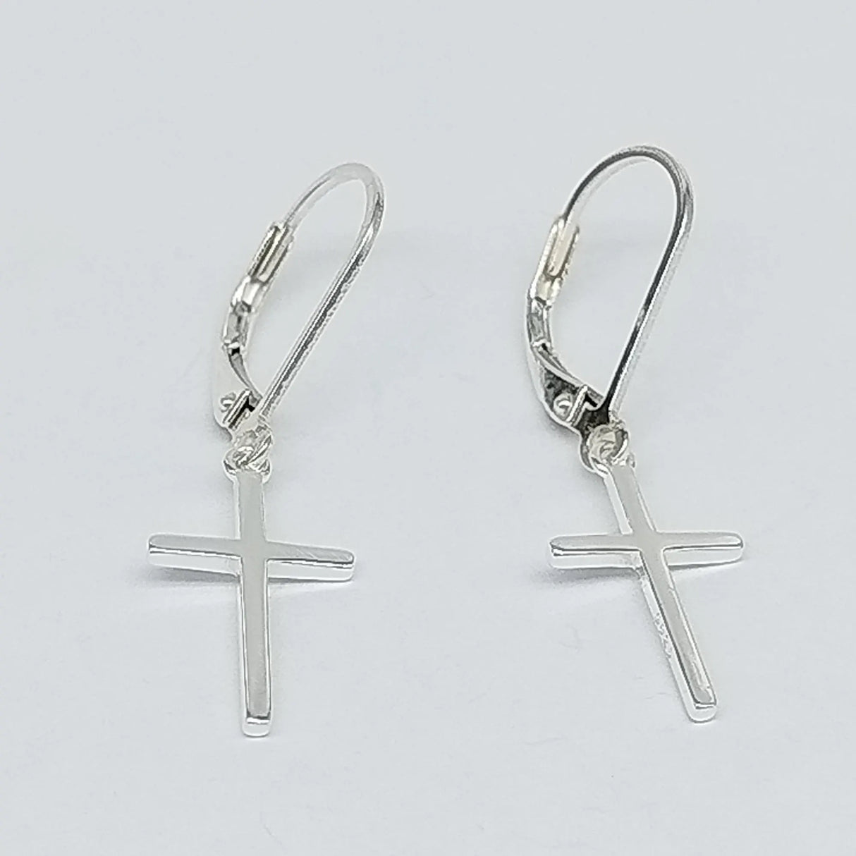 Sterling Silver Cross Earrings: 925 Silver Leverback