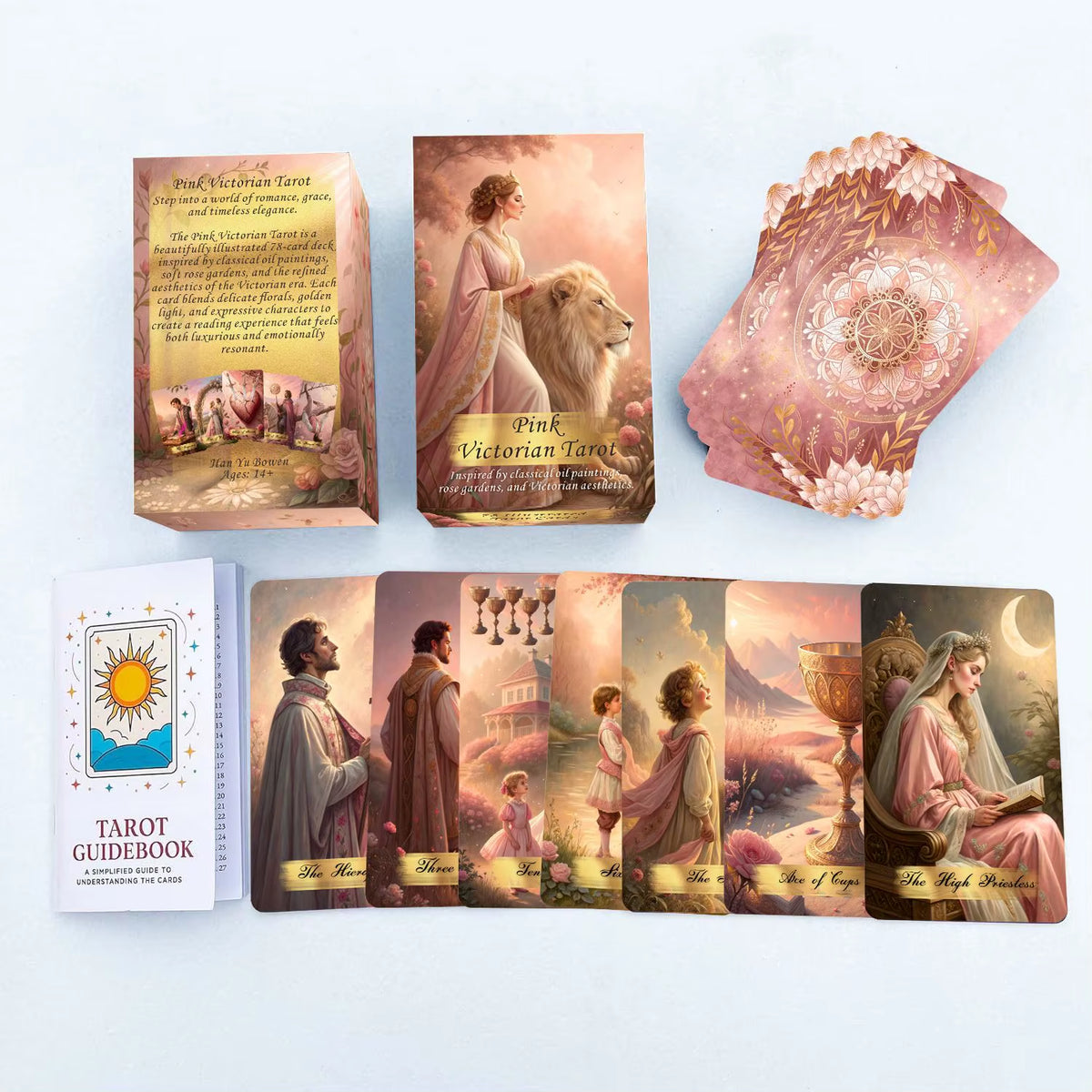 Pink Victorian Tarot Deck – Rose Garden Oil-Painting Cards with Guidebook – view 4