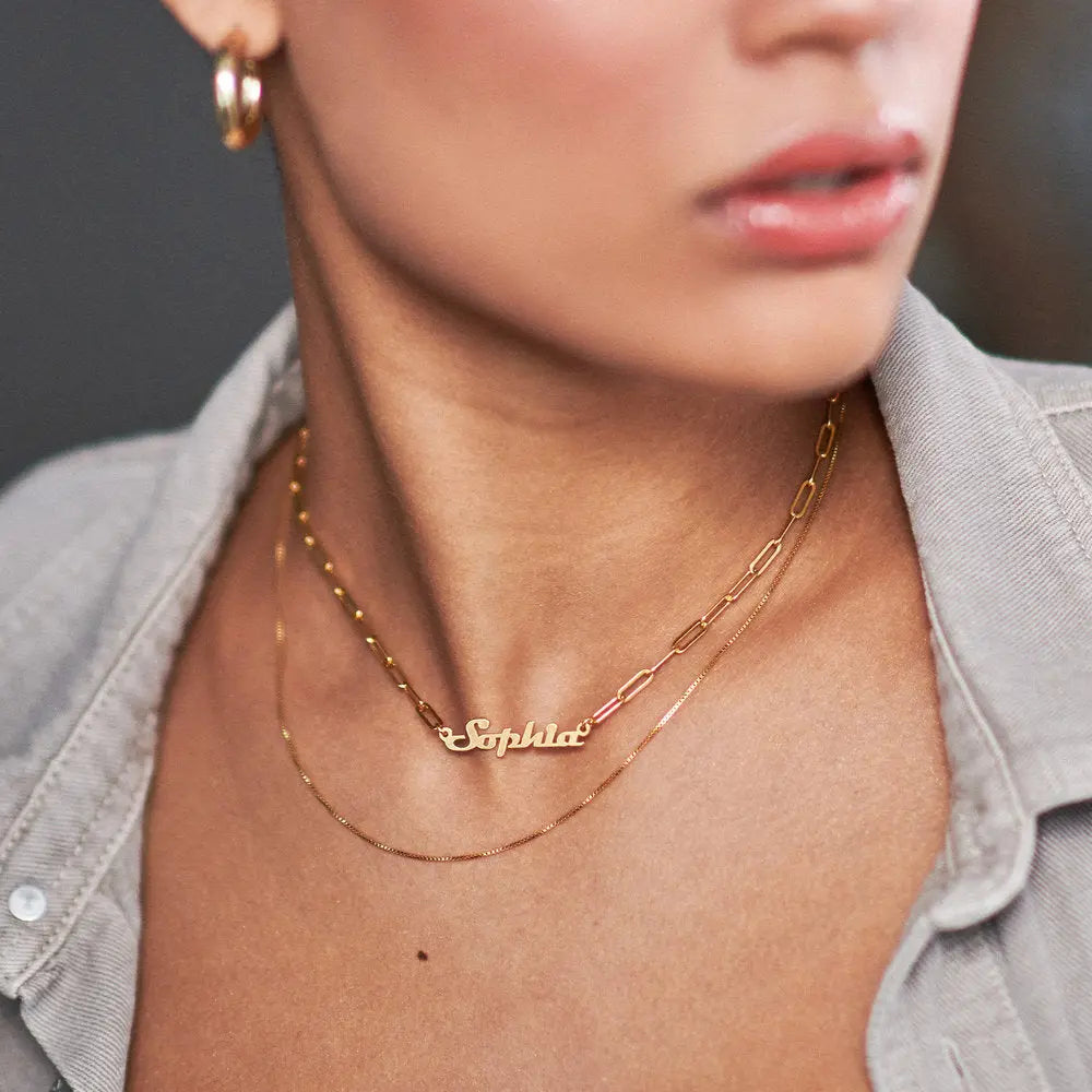 Full Silver Vintage Name Necklace - Silver Name Necklace