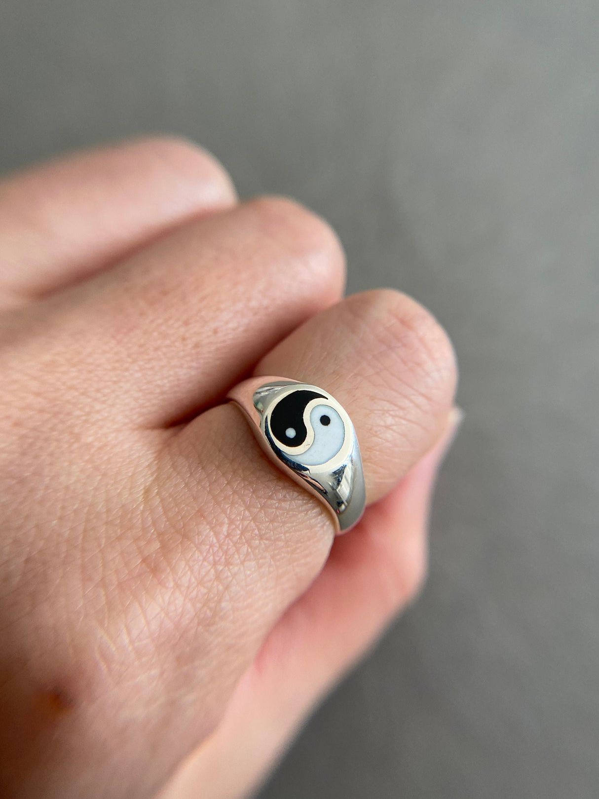 Sterling Silver Yin and Yang Rings - Sterling Silver