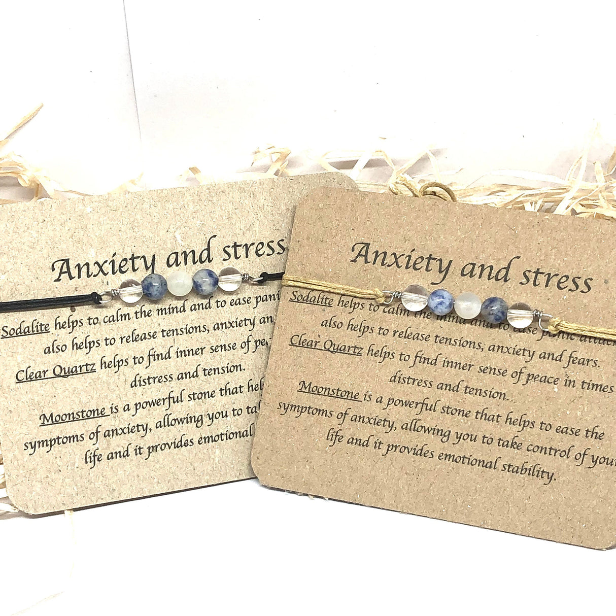 Anxiety Relief Crystal Bracelet, Sodalite, Quartz, Moonstone